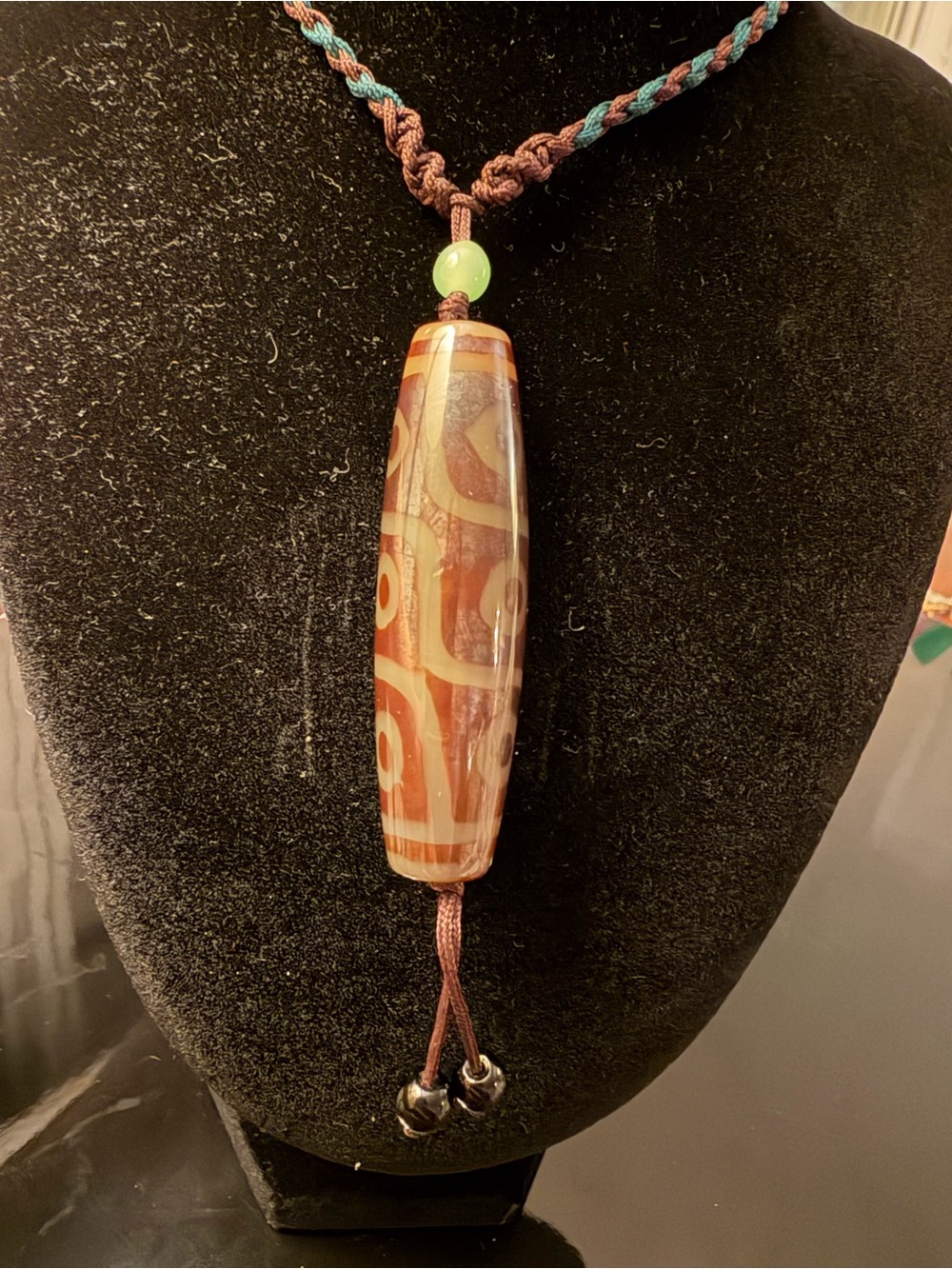 Handcrafted Brown Patterned Pendant Necklace